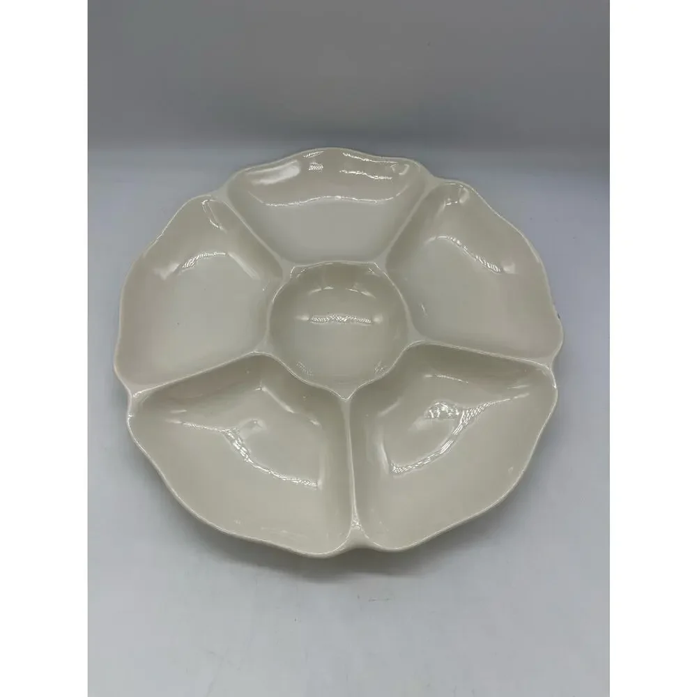 Spode Imperial White Vegetable & Dip Tray w/ Scalloped Rim